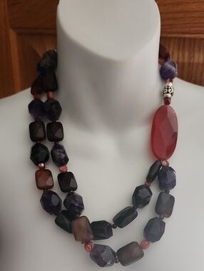 Vtg Barse Sterling Silver 925 Multi Gemstone Necklace